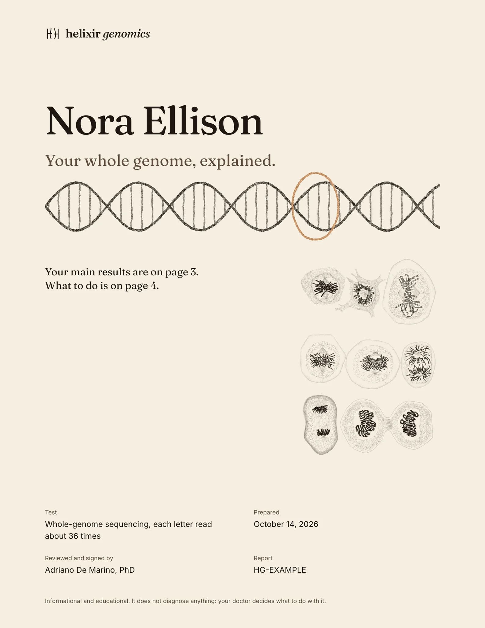 The cover of an example whole-genome report